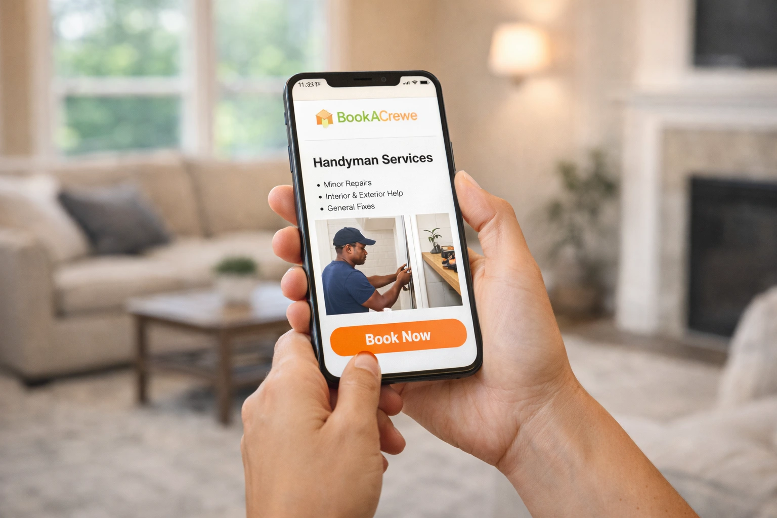 Book handyman, drywall, and power washing services online with BookACrewe