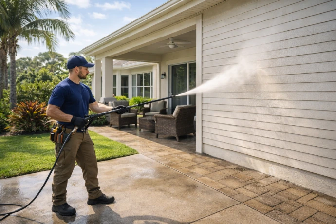 Residential power washing services for homes and rental properties