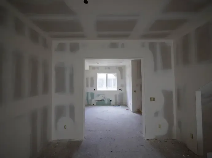 drywall installation done in corridor