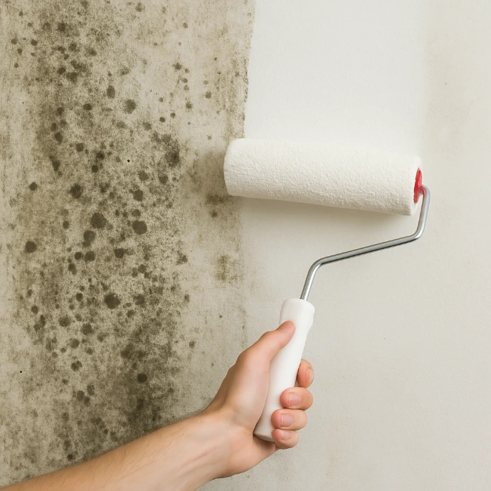 anti mold paint being applied on wall