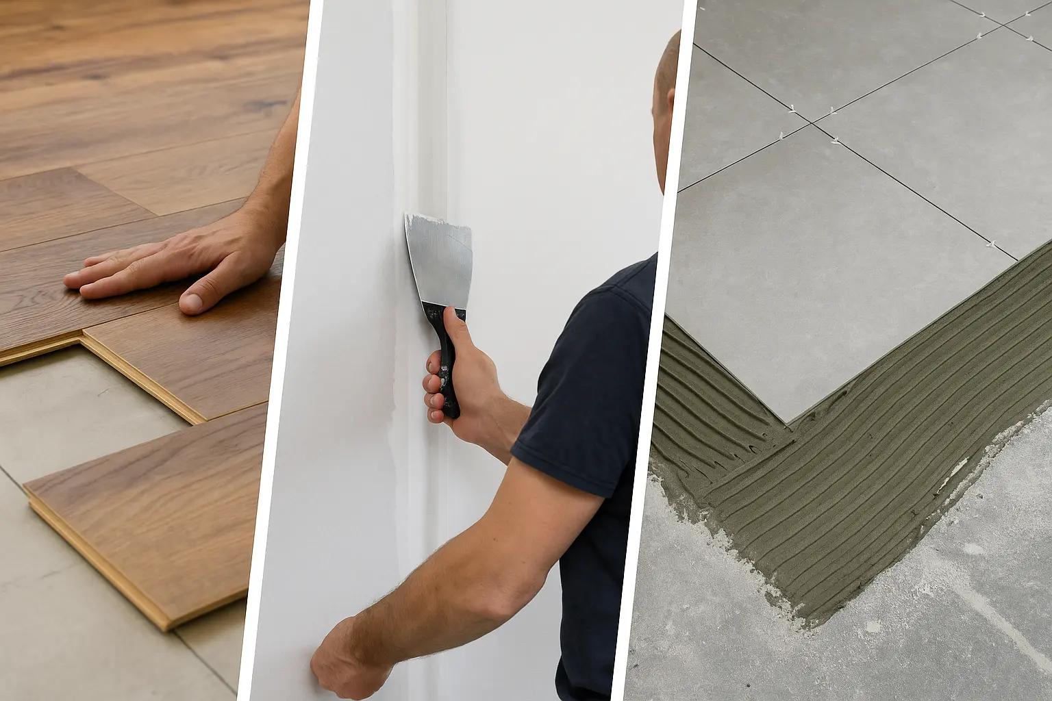 Flooring and drywall services for kitchen and bathroom renovations.