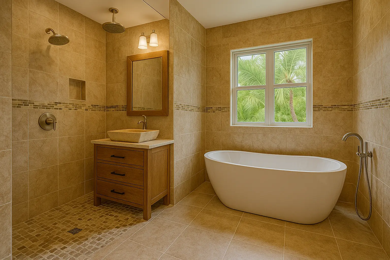 Bathroom renovation trends in Tampa Bay, New York City, and Jamaica villas.